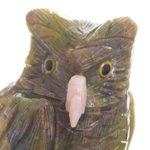 Gemstone sculpture, 'Verdant Owl' - Gemstone Owl Sculpture in Green from Peru