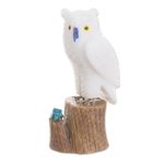 Gemstone sculpture, 'White Owl' - Gemstone Owl Sculpture in White from Peru