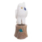 Gemstone sculpture, 'White Owl' - Gemstone Owl Sculpture in White from Peru