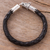 Men's leather braided bracelet, 'Mythical Dragon in Black' - Men's Dragon-Themed Leather Braided Bracelet in Black (image 2) thumbail