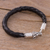 Men's leather braided bracelet, 'Mythical Dragon in Black' - Men's Dragon-Themed Leather Braided Bracelet in Black (image 2b) thumbail