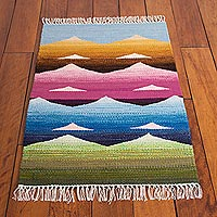 Wool area rug, 'Andean Colors' (2x3) - Mountain Motif Wool Area Rug from Peru (2x3)