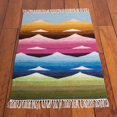 Wool area rug, 'Andean Colors' (2x3) - Mountain Motif Wool Area Rug from Peru (2x3)