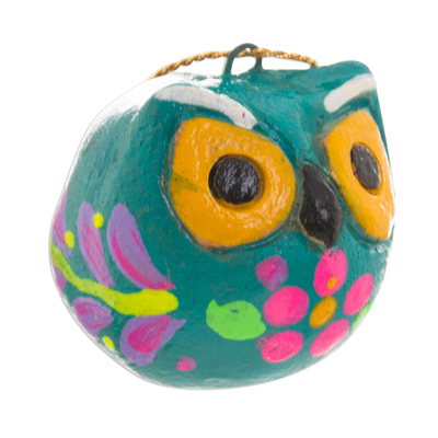 Ceramic ornaments, 'Vigilant Owls' (set of 6) - Hand-Painted Ceramic Owl Ornaments from Peru (Set of 6)