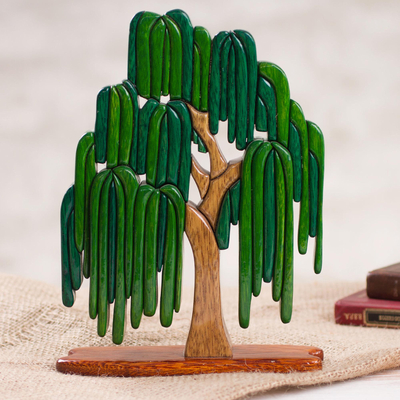 Escultura de madera - Escultura de árbol de salsa llorón de madera de Perú