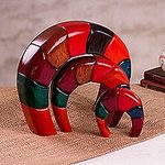 Colorful Wood Sculptures from Peru (Set of 3), 'Elephant Arches'