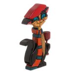 Wood sculpture, 'Parisian Cat' - Colorful Wood Cat Sculpture Crafted in Peru