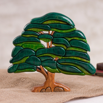 Wood sculpture, 'Old Oak Tree' - Wood Oak Tree Sculpture Crafted in Peru