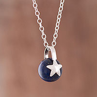 Featured review for Lapis lazuli pendant necklace, Starry Cradle