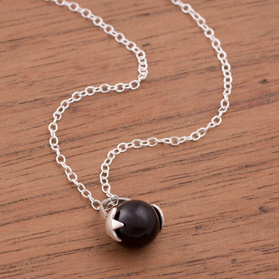 collar con colgante de obsidiana - Collar con colgante de obsidiana con motivo de estrella de Perú