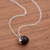 Obsidian pendant necklace, 'Starry Cradle' - Star Motif Obsidian Pendant Necklace from Peru