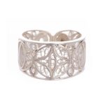 Sterling silver filigree band ring, 'Lunar Effect' - Sterling Silver Filigree Band Ring from Peru