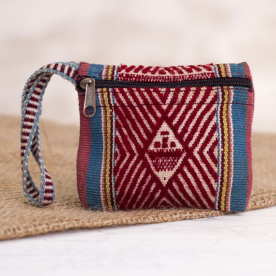 Wool coin purse, 'Inti Trader' - Inti-Inspired Wool Wristlet Coin Purse from Peru