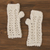 100% alpaca fingerless mitts, 'Cool Antique White' - Hand-Crocheted 100% Alpaca Fingerless Mitts in Antique White (image 2b) thumbail