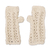 100% alpaca fingerless mitts, 'Cool Antique White' - Hand-Crocheted 100% Alpaca Fingerless Mitts in Antique White (image 2c) thumbail