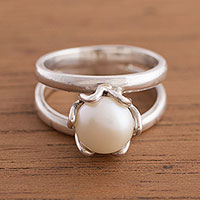 Cultured pearl cocktail ring, 'Fascinating Glow'