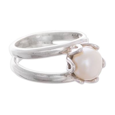 Cultured Pearl Cocktail Ring from Peru - Fascinating Glow | NOVICA