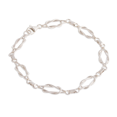 Sterling silver link bracelet, 'Intertwined Links' - Sterling Silver Link Bracelet from Peru