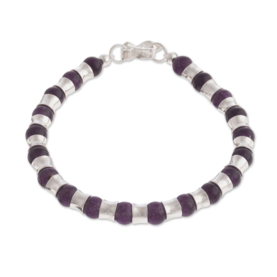Amethyst beaded bracelet, 'Passion of Peru in Purple' - Amethyst Beaded Bracelet Crafted in Peru