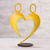 Steel sculpture, 'Our Heart in Yellow' - Abstract Steel Heart Sculpture in Yellow from Peru
