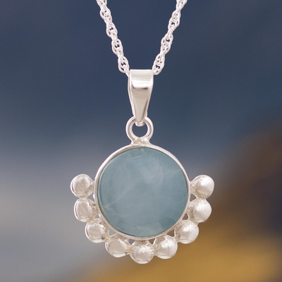 Opal pendant necklace, 'Bauble Delight' - Blue Opal Pendant Necklace from Peru