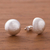 Sterling silver stud earrings, 'Brushed Moons' - Brushed-Satin Sterling Silver Stud Earrings from Peru (image 2b) thumbail