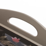 Reverse-painted glass tray, 'Peacock Charm in Silver' (17 inch) - Reverse-Painted Glass Peacock Tray in Silver (17 in.)