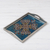 Reverse-painted glass tray, 'Enchanting Flowers in Blue' - Floral Reverse-Painted Glass Tray in Blue from Peru thumbail