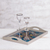Reverse-painted glass tray, 'Enchanting Flowers in Blue' - Floral Reverse-Painted Glass Tray in Blue from Peru (image 2b) thumbail