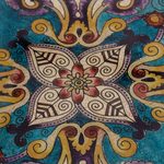 Reverse-painted glass tray, 'Enchanting Flowers in Blue' - Floral Reverse-Painted Glass Tray in Blue from Peru