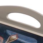 Reverse-painted glass tray, 'Enchanting Flowers in Blue' - Floral Reverse-Painted Glass Tray in Blue from Peru