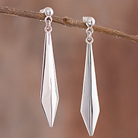 Sterling silver dangle earrings, 'Gleaming Pendulum' - High-Polish Sterling Silver Dangle Earrings from Peru