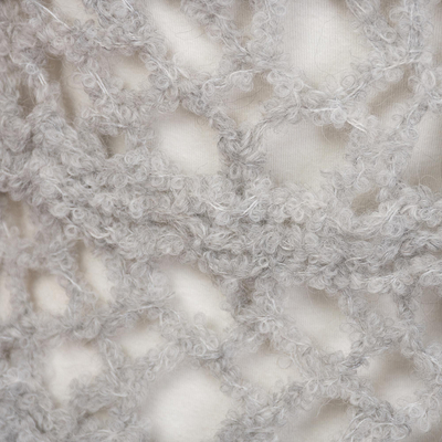 Alpaca blend shawl, 'Smoke Lattice' - Hand-Crocheted Alpaca Blend Shawl in Smoke from Peru