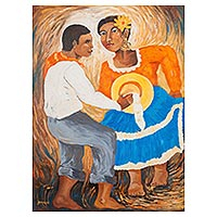„Dance the Marinera“ – Signiertes expressionistisches Gemälde von Marinera-Tänzern aus Peru