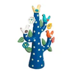 Ceramic sculpture, 'Blue Tree of Doves' - Hand-Painted Ceramic Dove Tree Sculpture in Blue from Peru