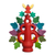 Ceramic sculpture, 'Majestic Tree in Red' - Hand-Painted Floral Ceramic Dove Tree Sculpture in Red (image 2d) thumbail
