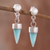 Amazonite dangle earrings, 'Natural Cones' - Amazonite Cone Dangle Earrings from Peru thumbail
