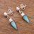 Amazonite dangle earrings, 'Natural Cones' - Amazonite Cone Dangle Earrings from Peru (image 2b) thumbail