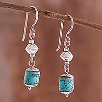 Sterling silver dangle earrings, 'Brilliance of the Ocean'