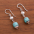 Sterling silver dangle earrings, 'Brilliance of the Ocean' - Sterling Silver and Recon. Turquoise Dangle Earrings (image 2b) thumbail