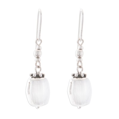 Sterling silver dangle earrings, 'Gleaming Elegance' - High-Polish Sterling Silver Dangle Earrings from Peru