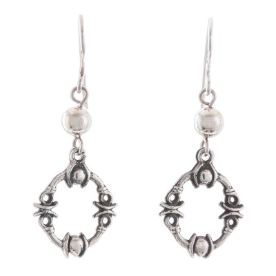 Sterling silver dangle earrings, 'Elegant Warrior' - Tribal Sterling Silver Dangle Earrings from Peru
