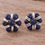 Lapis lazuli button earrings, 'Earth Orbs' - Lapis Lazuli Beaded Button Earrings from Peru