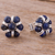 Pendientes botón lapislázuli - Pendientes de botón con cuentas de lapislázuli de Perú