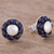 Lapis lazuli button earrings, 'Orb Shields' - Round Lapis Lazuli Button Earrings from Peru