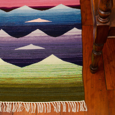 Wool rug, 'Sunrise' (4x5) - Hand Woven Wool Area Rug from Peru (4x5)