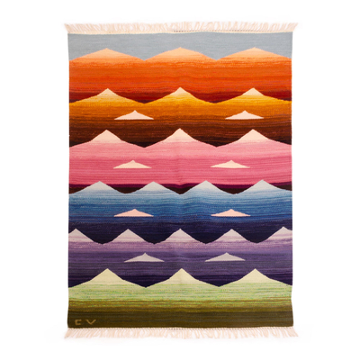 Wool rug, 'Sunrise' (4x5) - Hand Woven Wool Area Rug from Peru (4x5)