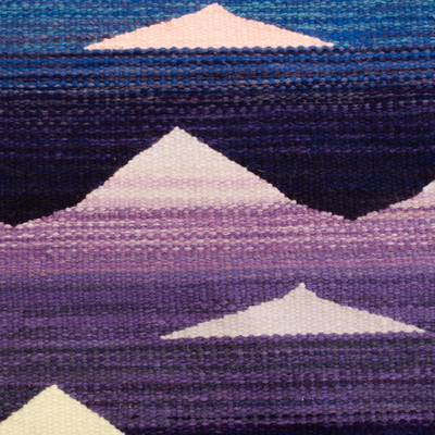 Wool rug, 'Sunrise' (4x5) - Handwoven Mountain Scape Colorful Wool Area Rug  (4x5)