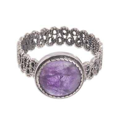 Amethyst cocktail ring, 'Amethyst Power' - Natural Amethyst Cocktail Ring from Peru
