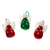 Hand-crocheted ornaments, 'Festive Angels' (set of 3) - Crocheted Angel Ornaments in Red and Green (Set of 3)